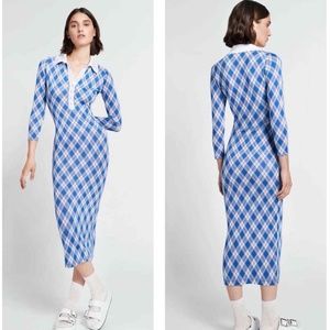 Smythe Argyle Blue and White Polo Midi Dress Size S